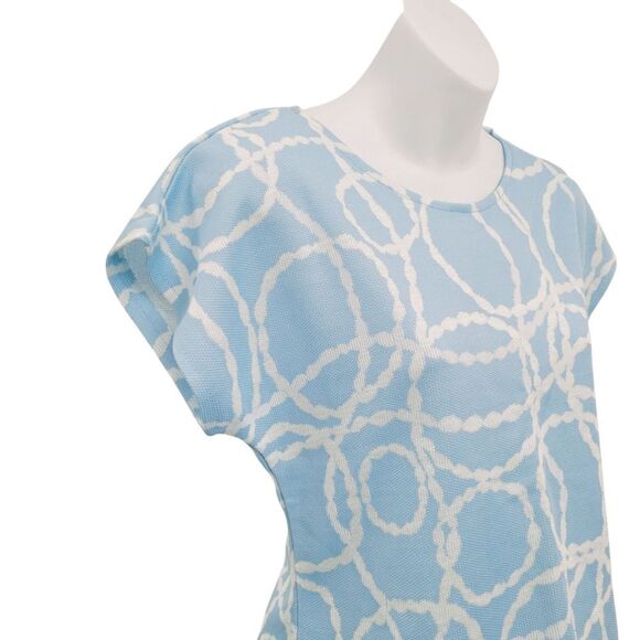 2/$20 Y2K Blue & White Pattern Top Blouse Made in Canada Size: 7/8 - Picture 5 of 8